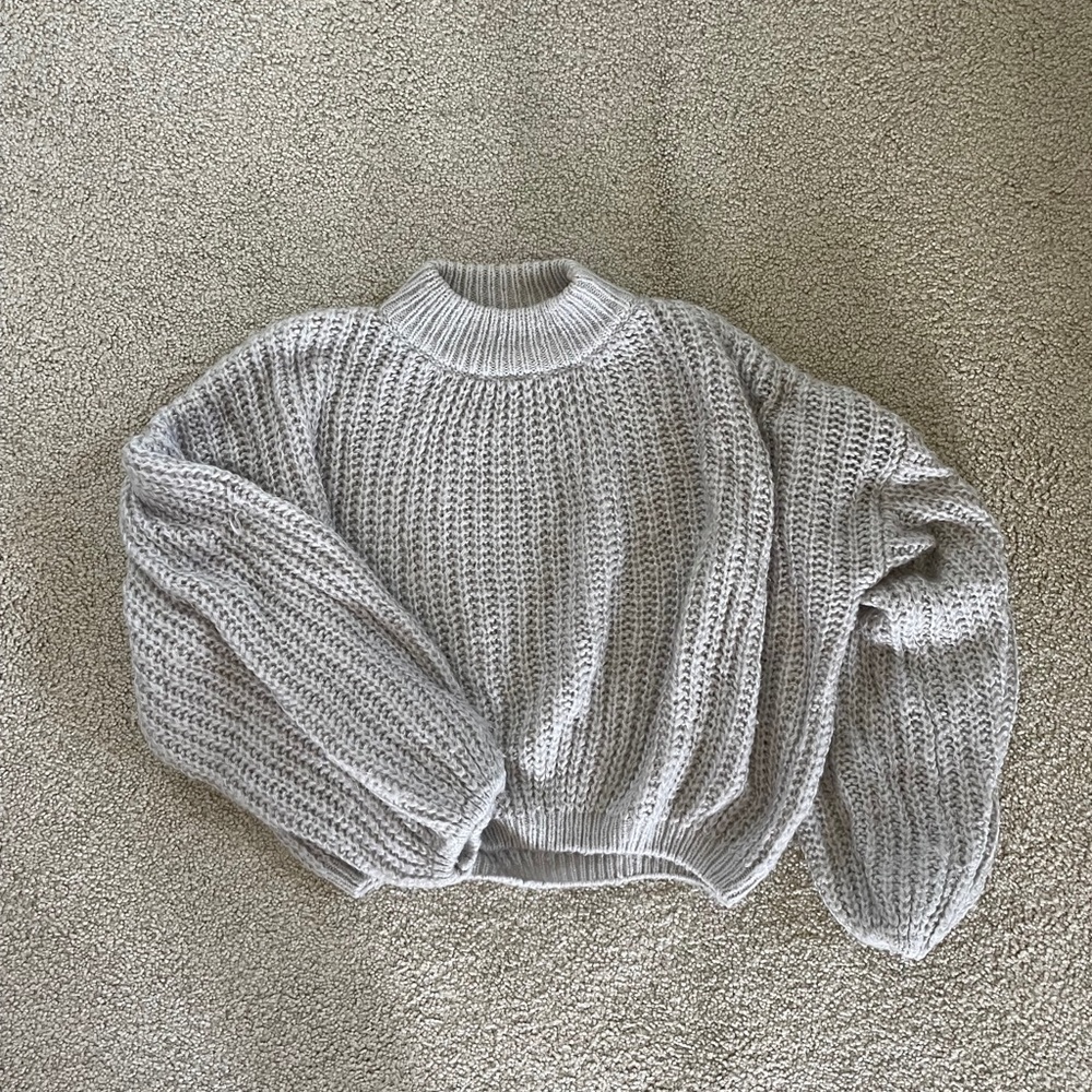 Simplee Apparel Heather Gray Mockneck Chunky Knit Sweater M